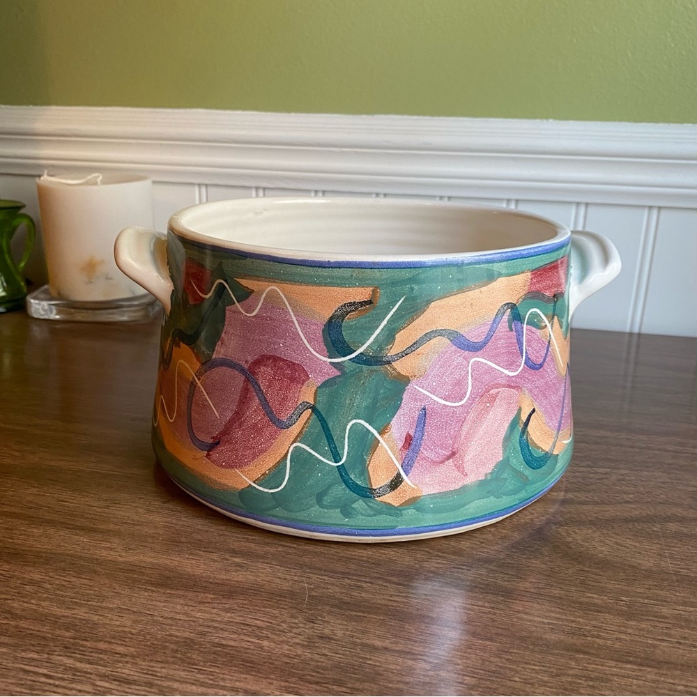 Vintage 7” Hand Thrown Studio Pottery Crock with Handles - Rich & Darleen Binder